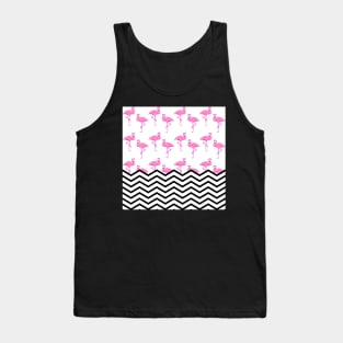 Pink Flamingos Pattern with Chevron Stripes Tank Top